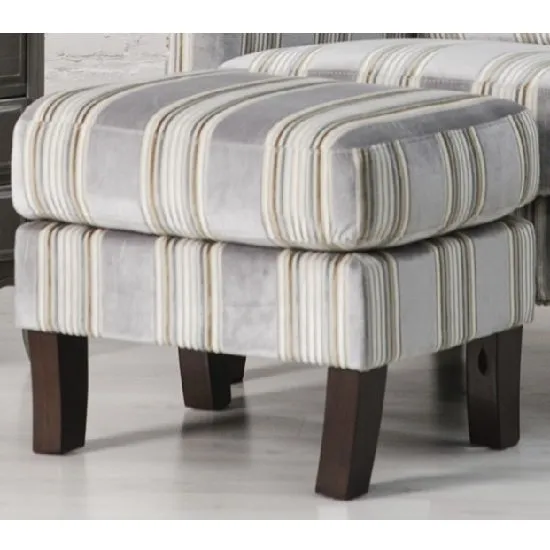 Humphrey Fabric Footstool In Grey With Wooden Feet