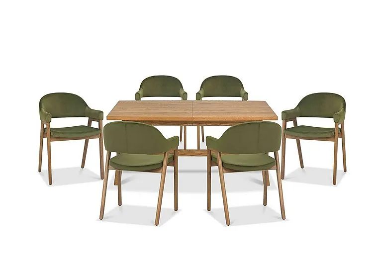 Stratford Small Extending Dining Table with 6 Fabric Dining Arm Chairs