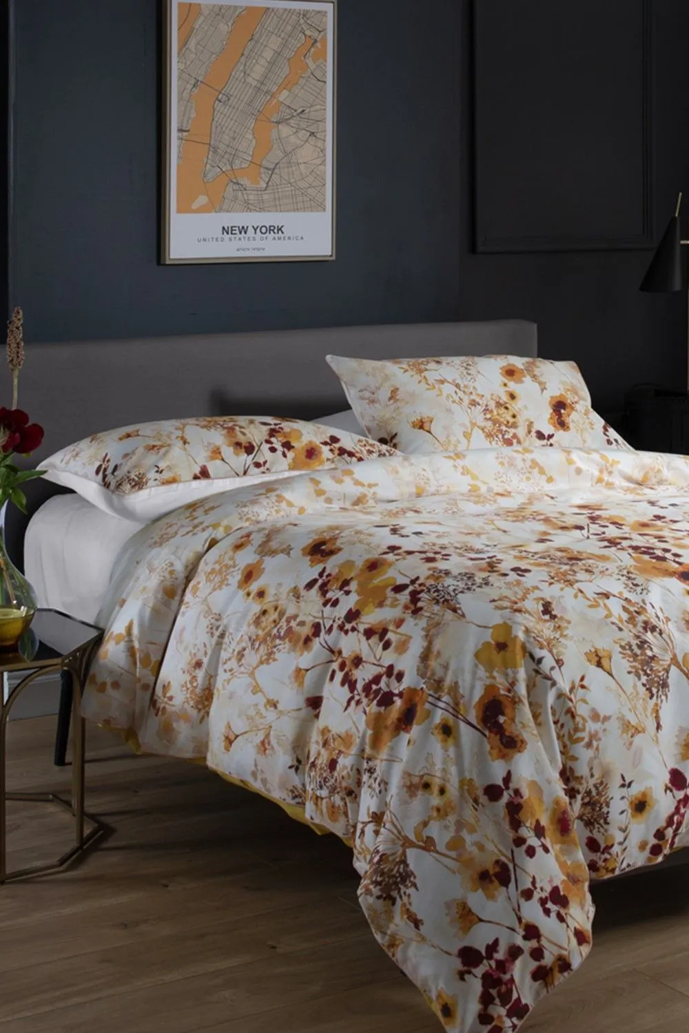 The Lyndon Company Watercolour Floral 180 Thread Count Soft Cotton Digital Printed Duvet Cover Set | Deyongs 1846 in Terracotta 2