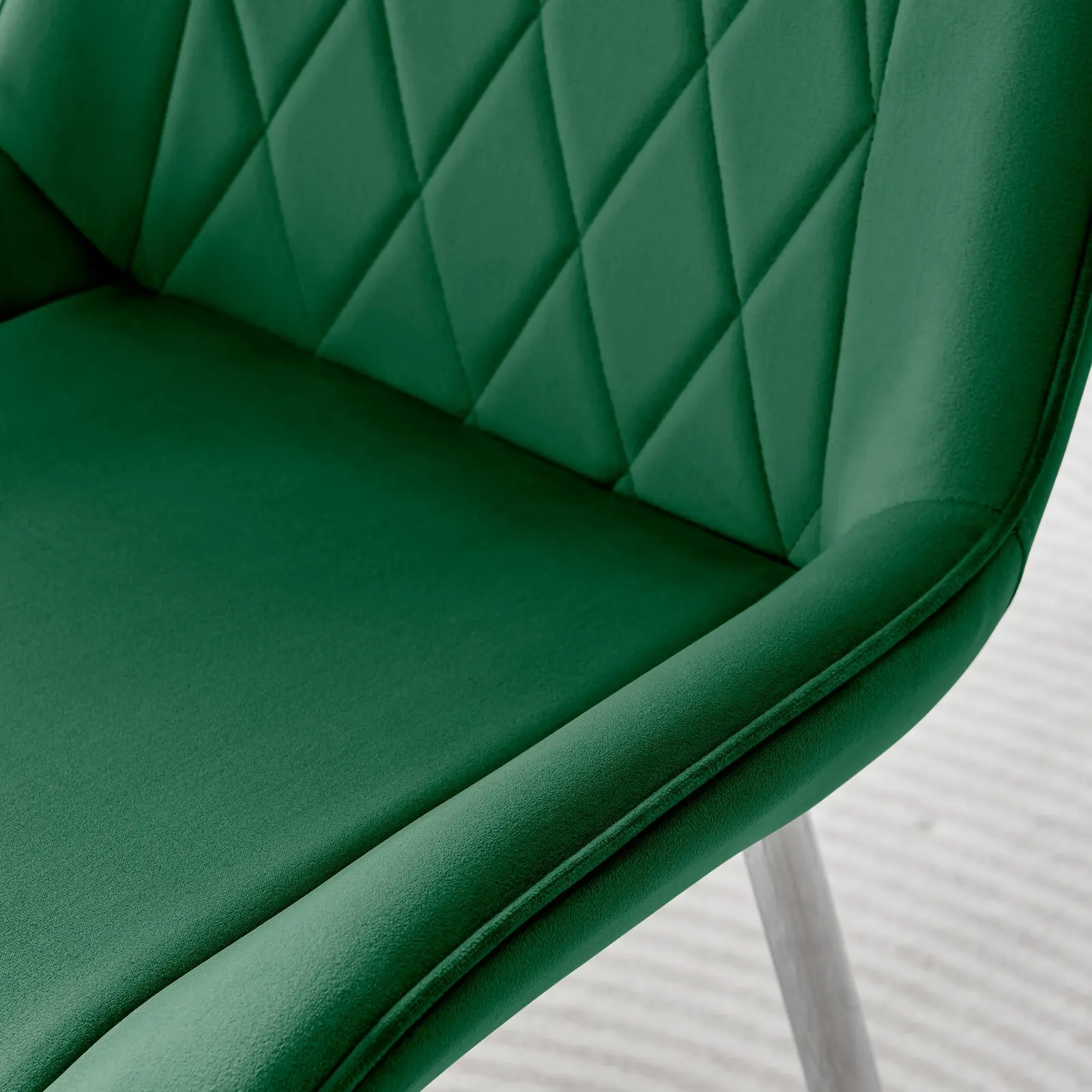 FurnitureboxUK 2x Pesaro Velvet Silver Leg Luxury Dining Chairs in Green 6