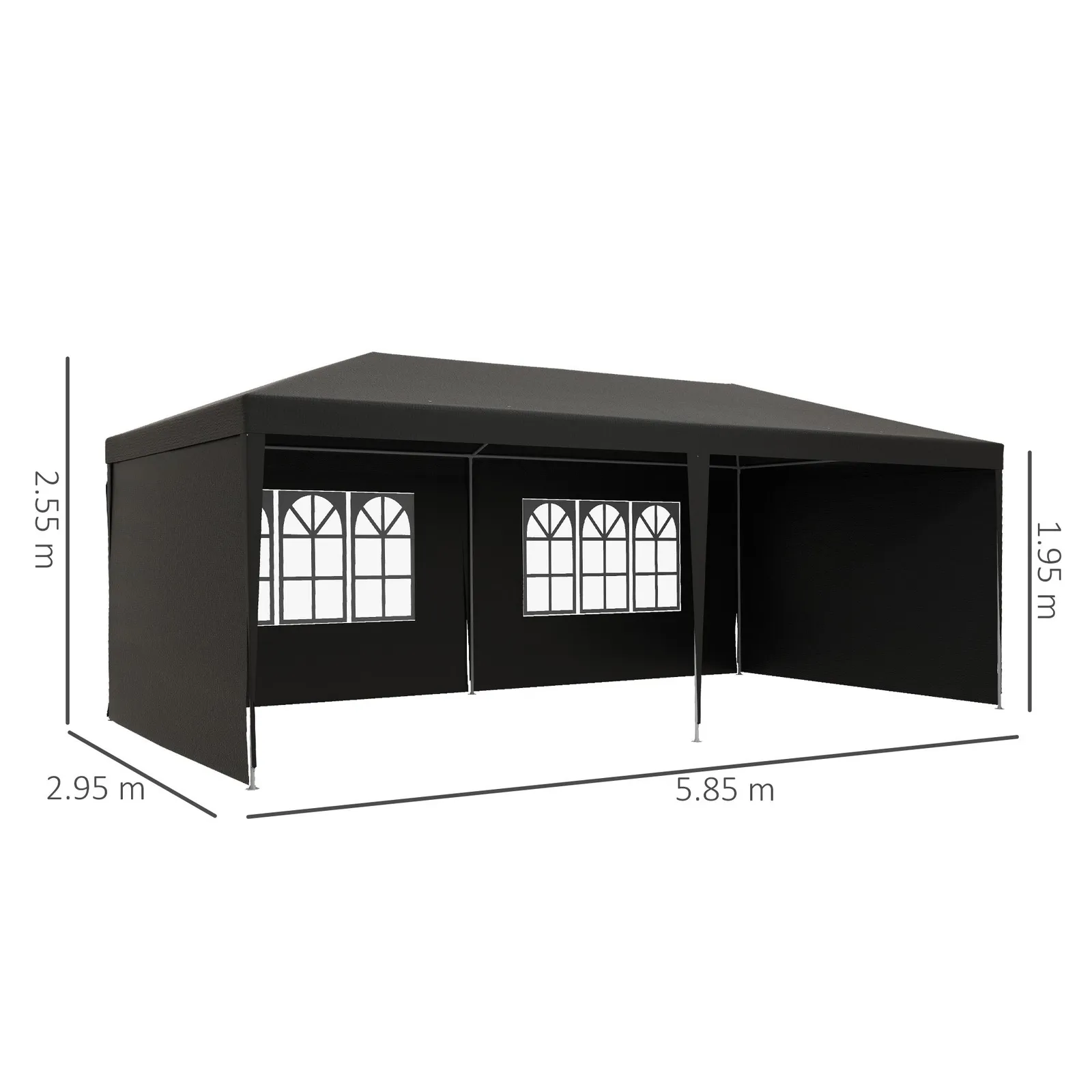 OUTSUNNY 6m x 3m Garden Gazebo Marquee Canopy Party Tent Canopy Patio in Dark Grey 3