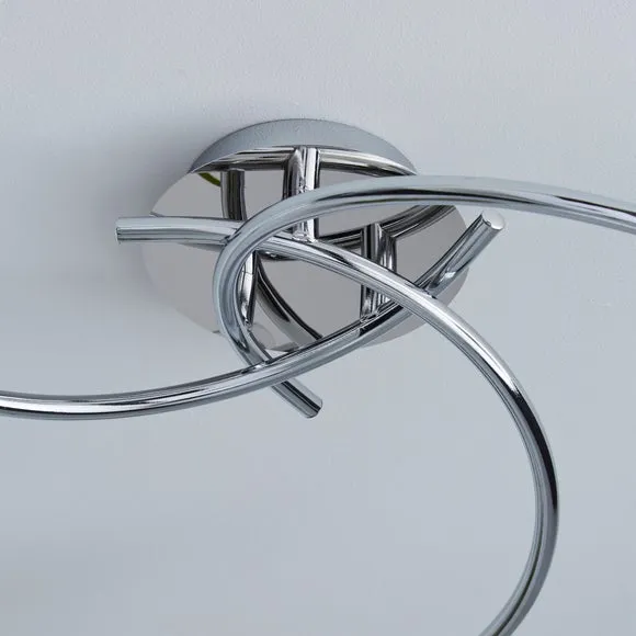 Grace 3 Light Chrome Semi Flush Ceiling Light 4