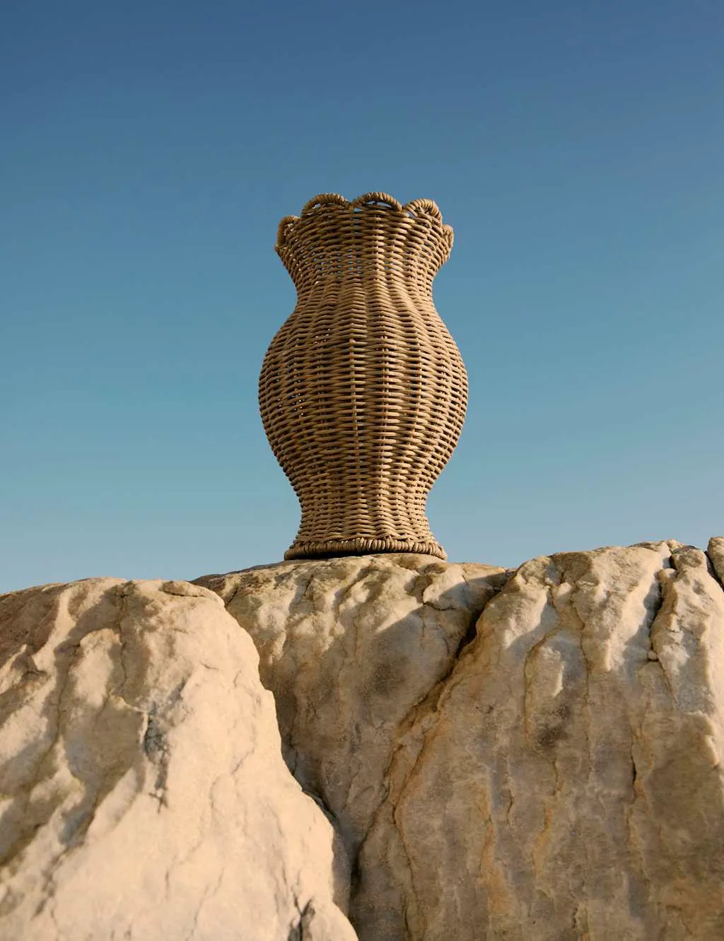 M&S Wicker Scallop Vase Natural