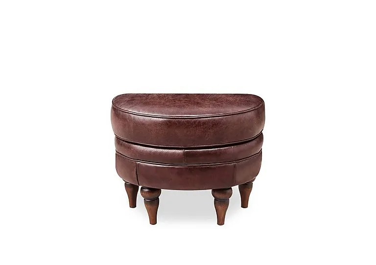 Harriet Leather Half Moon Footstool - Rose with Walnut Feet