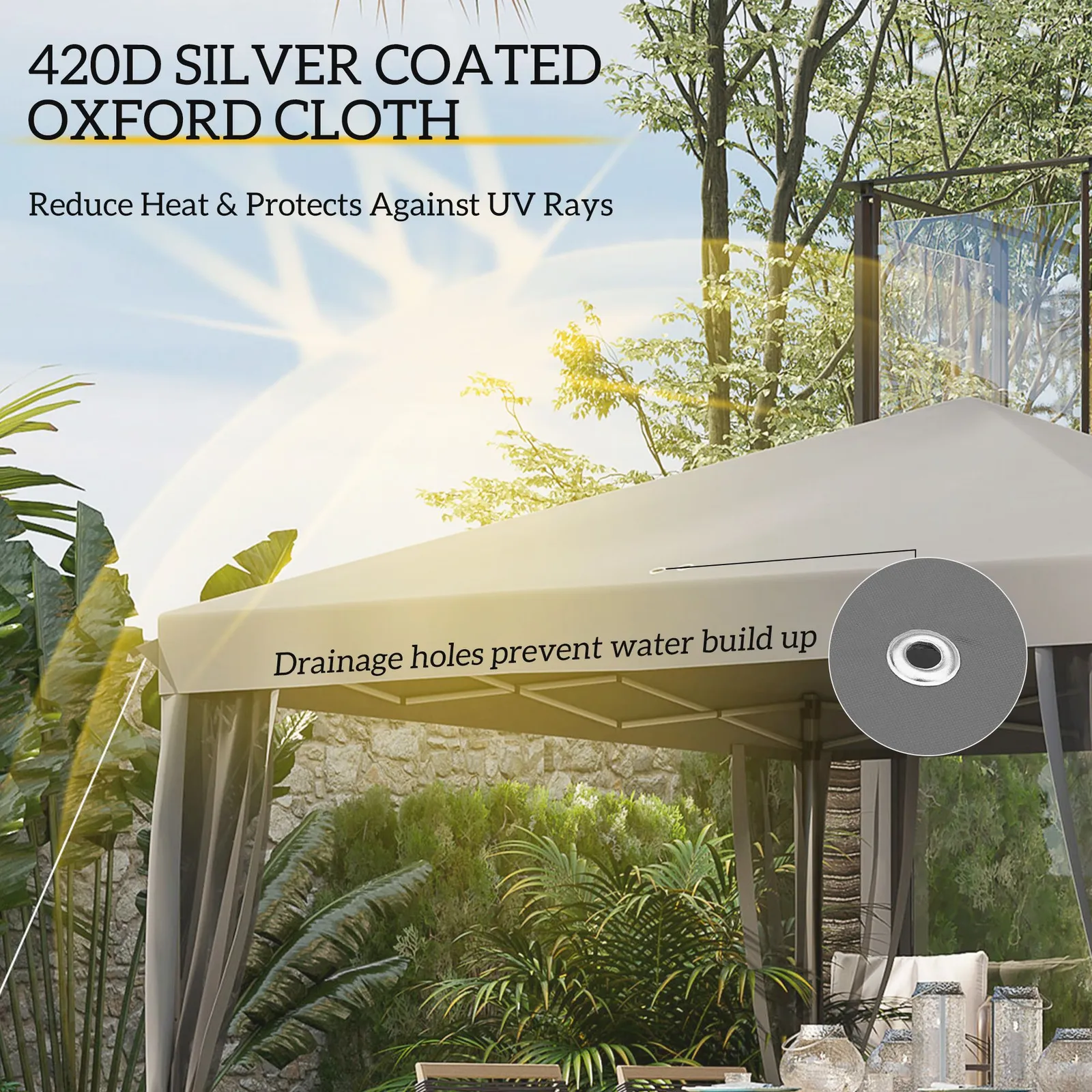 OUTSUNNY Heavy Duty Pop Up Gazebo with Removable Mesh Sidewall Grey in Light Grey 6