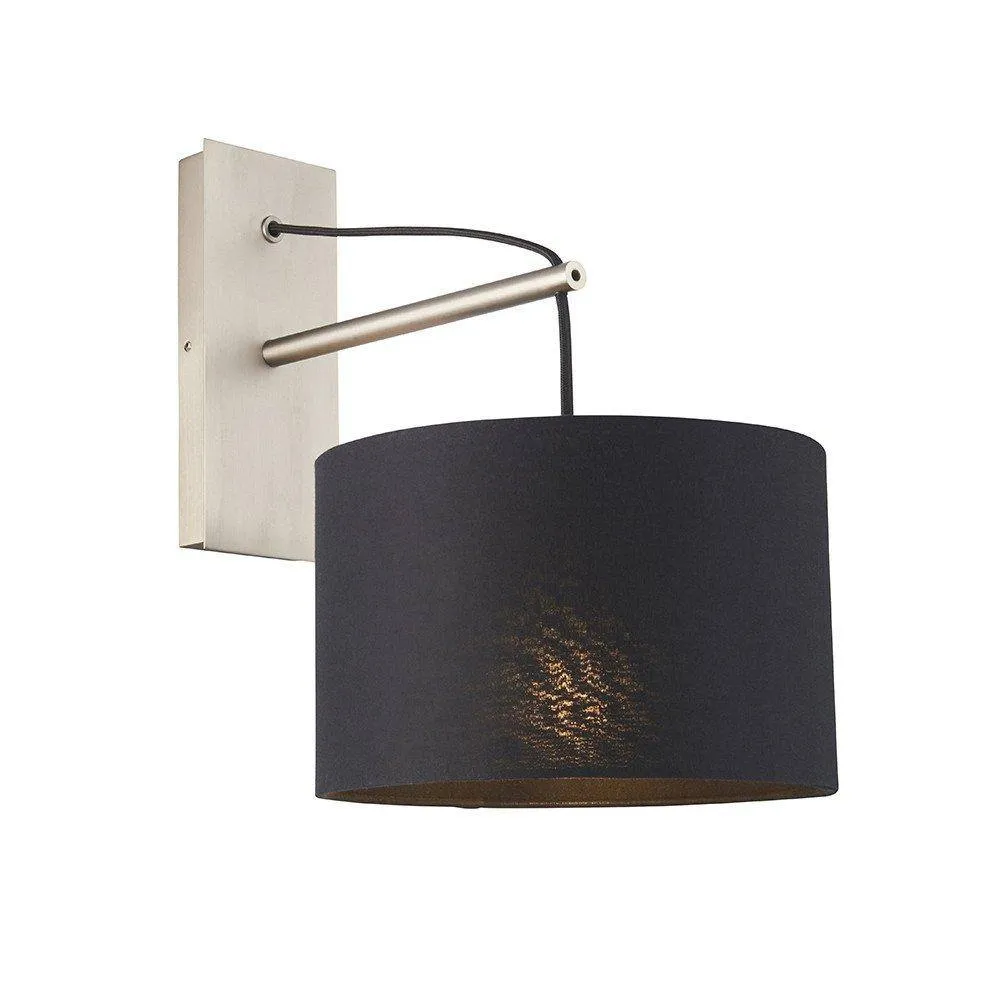 Netlighting 'RAVENNA' Non Dimmable Stylish Contemporary Indoor Fabric Wall Lamp in Silver