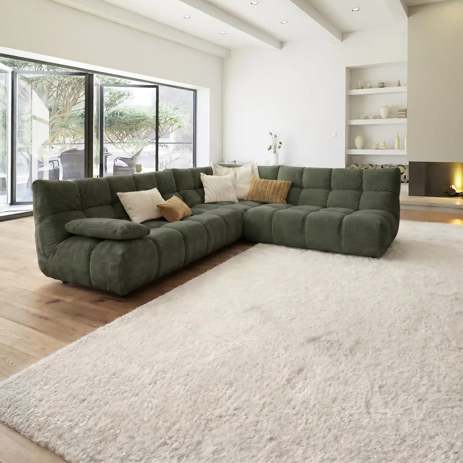 Bryce Corner Group Rhf, Green Fabric | Barker & Stonehouse 2
