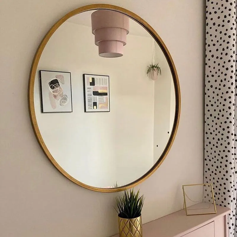 Melody Maison Large Round Gold Framed Wall Mirror 80cm X 80cm 3