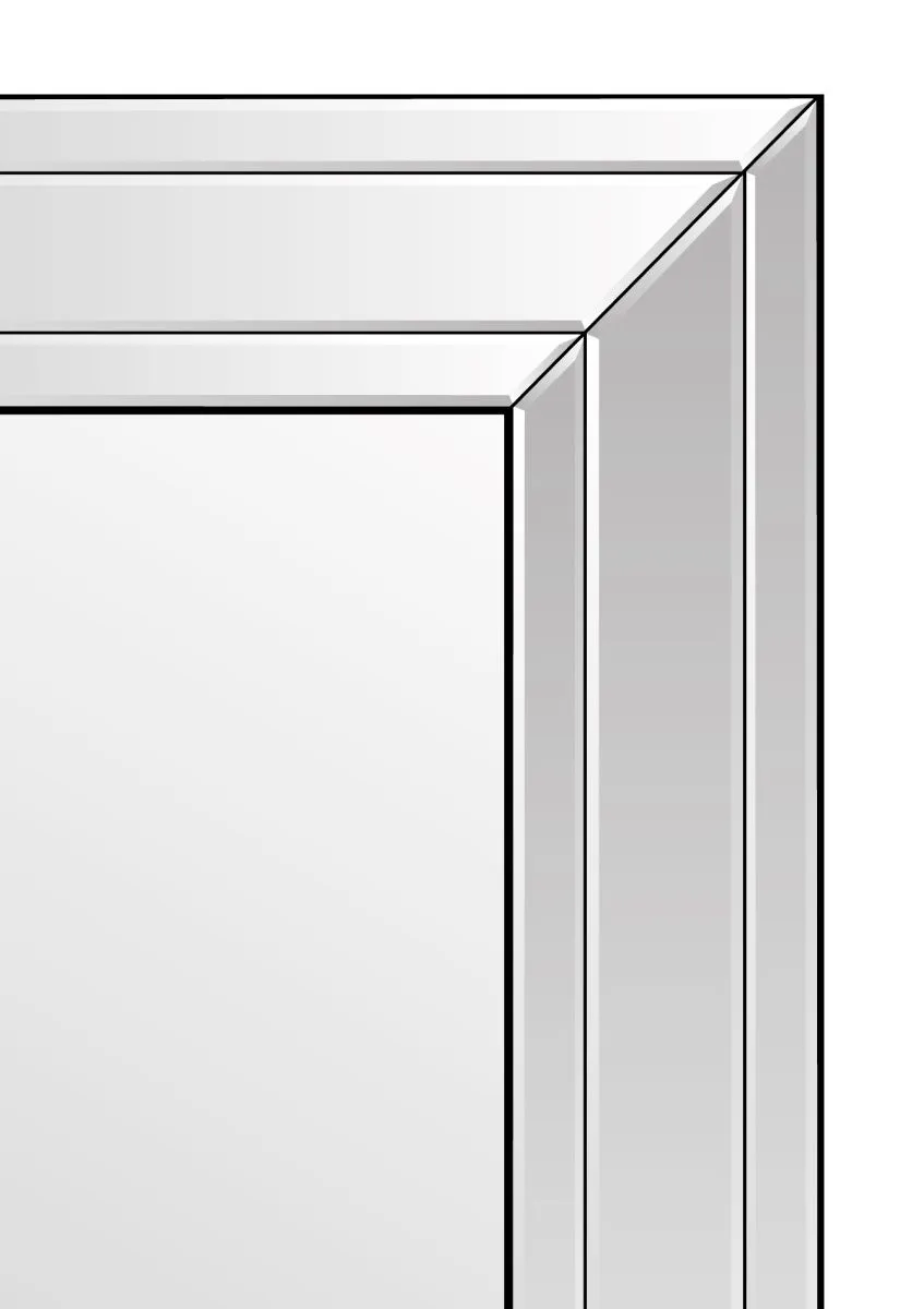 MirrorOutlet Langley All Glass Modern Bevelled Wall Mirror 100 x 70 CM in Silver 6