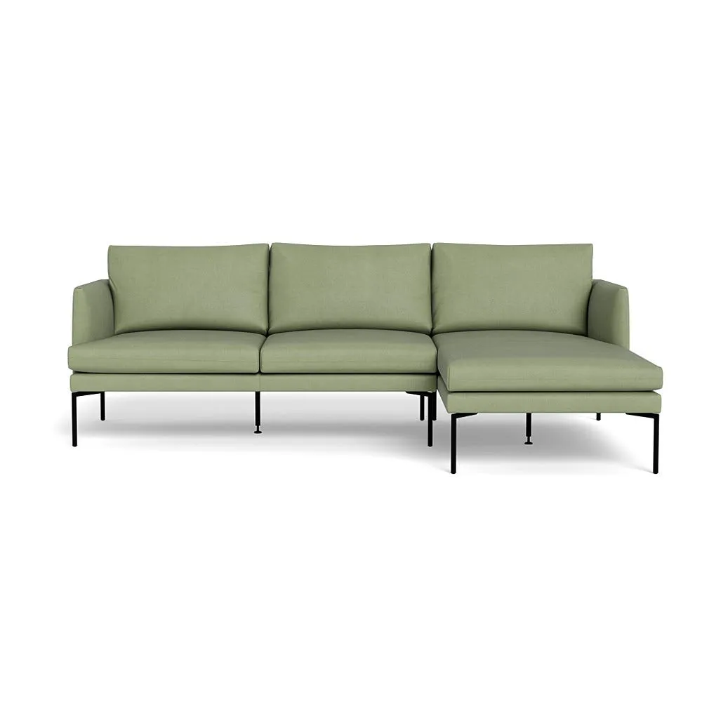 Heal's Matera Right Hand Facing Chaise Sofa Siena Cotton Pistachio Black Feet 1