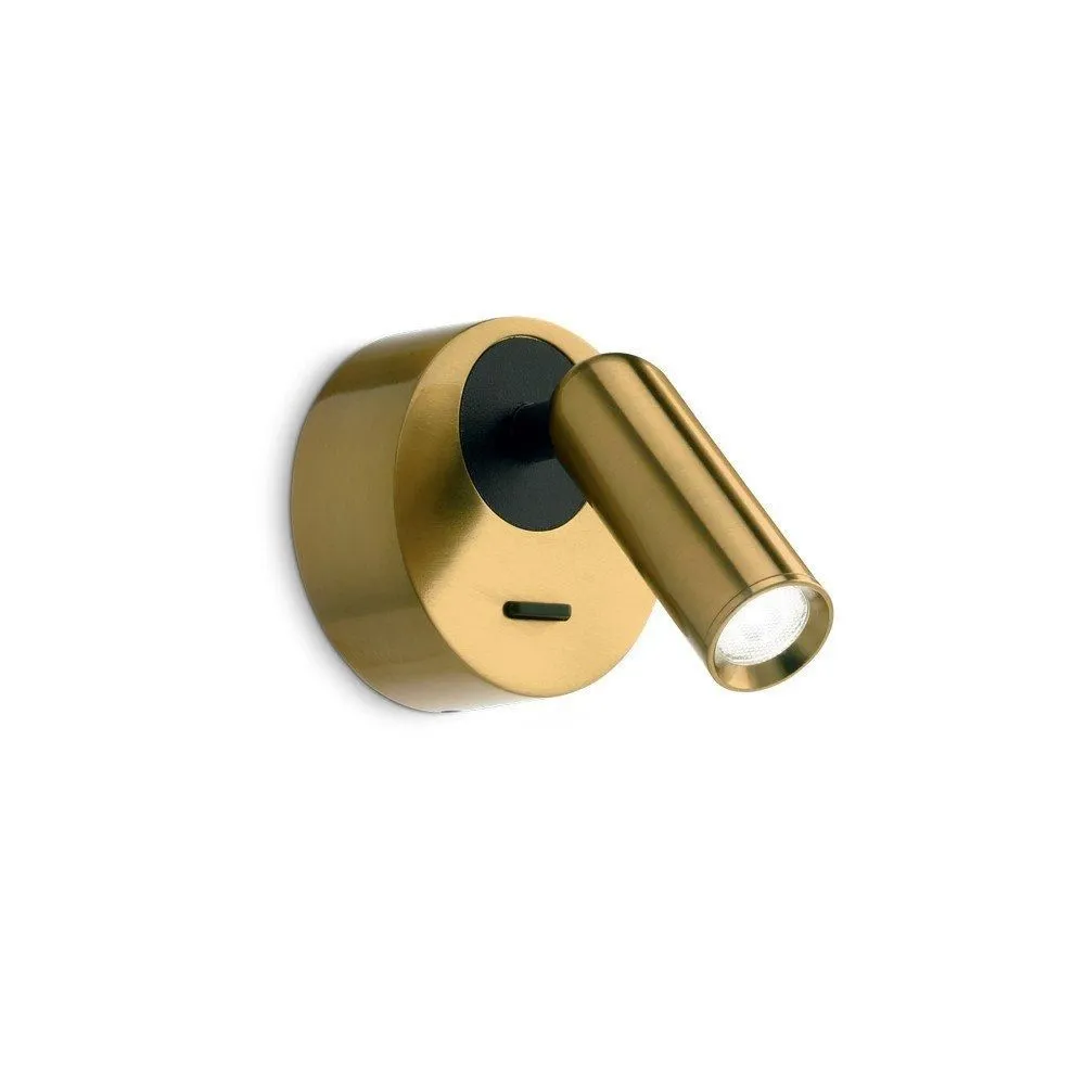 Netlighting Bean LED Decorative Round Reading Light Brass 3000K 3.5W in Yellow