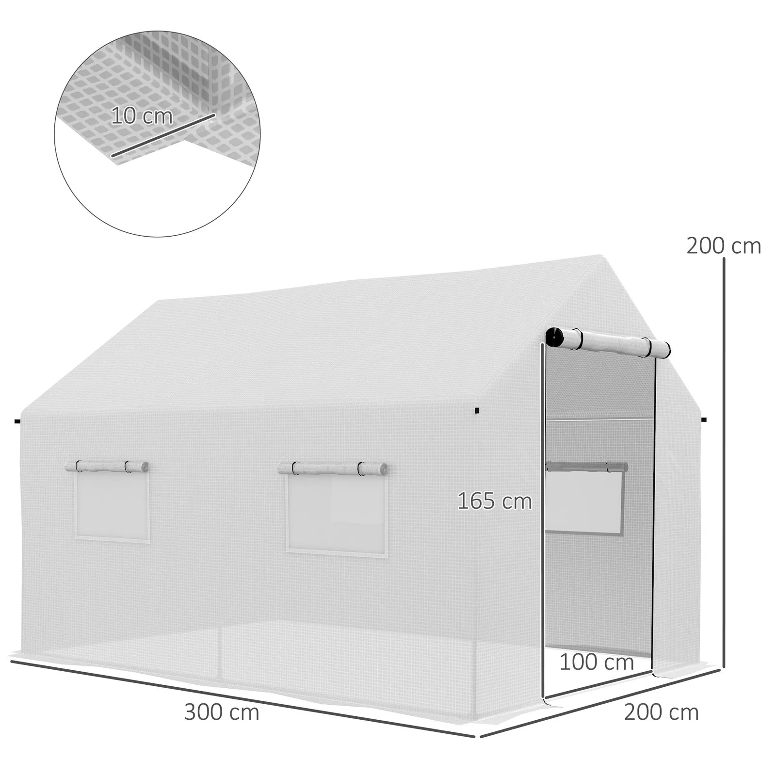 OUTSUNNY Tunnel Greenhouse W/ UV-resistant PE Cover, Wide Door, 2 x 3(m) in White 3