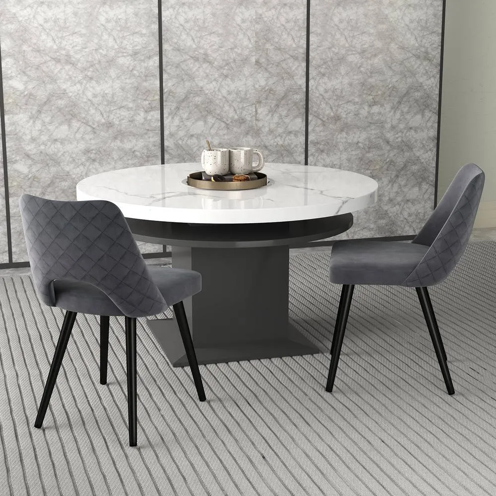 Costway Dining Chair Set of 2 Upholstered Chair Foot Pads in Grey 5