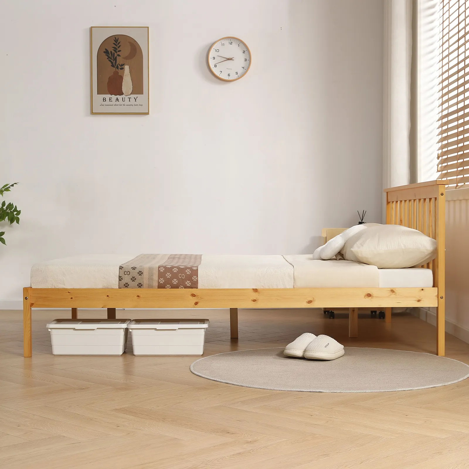 Comfy Living Ltd Low Footend Wooden Bed Frame in Light Brown 6