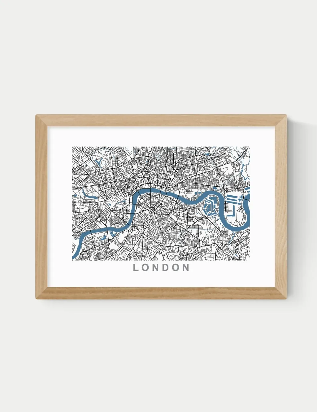 East End Prints London Map Framed Art Natural