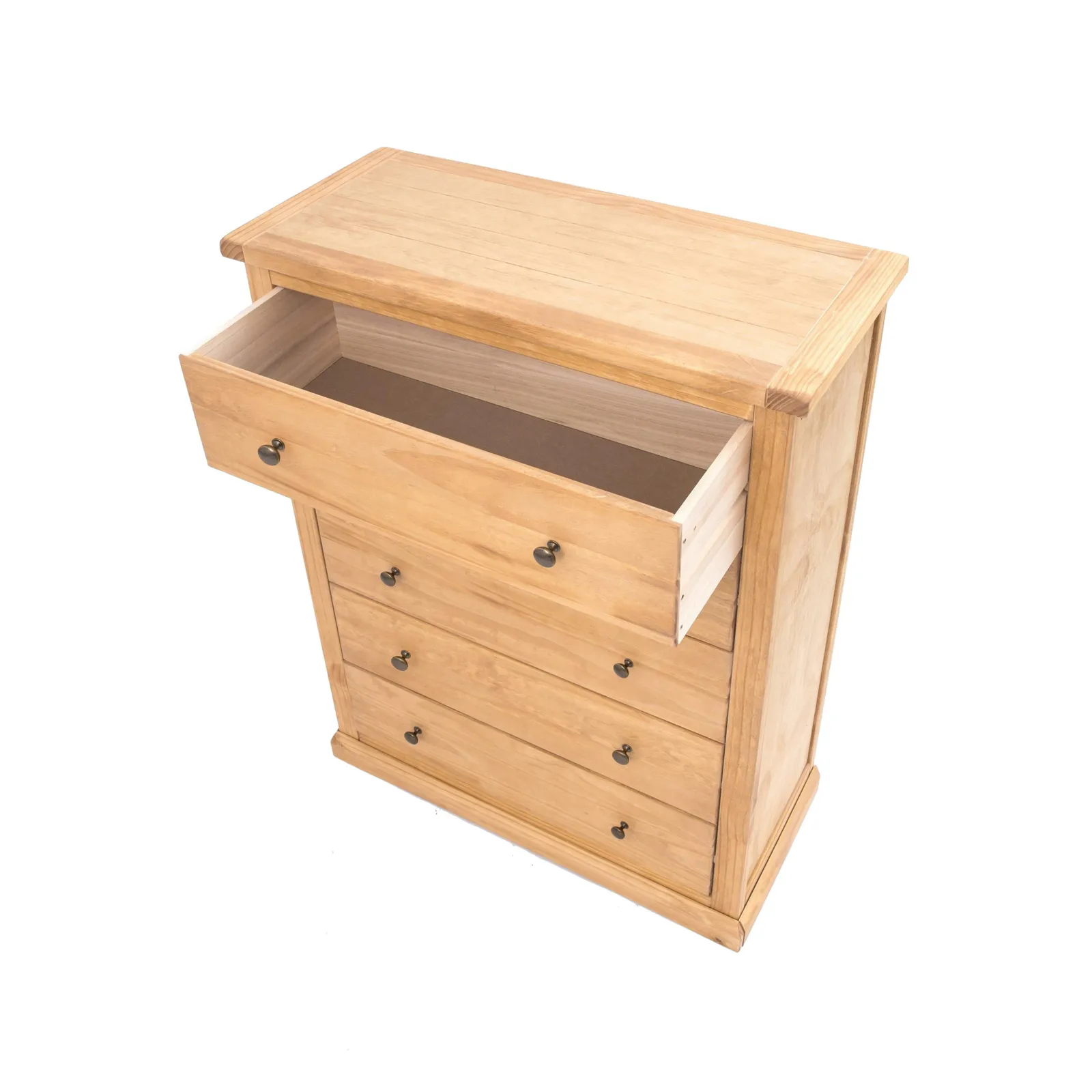 Cabinet Bits Lucca 5 Drawer Chest of Drawers Brass Knob in Light Brown 4