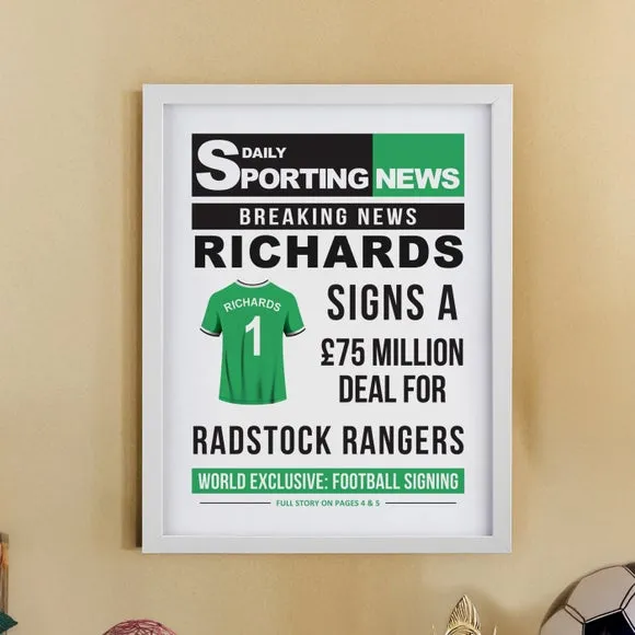 Personalised Football News Poster Frame 4