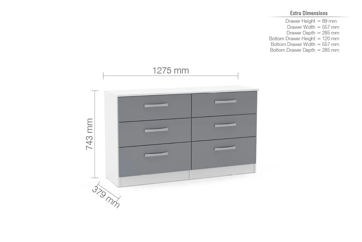 Birlea Lynx 6 Drawer Chest in White 6