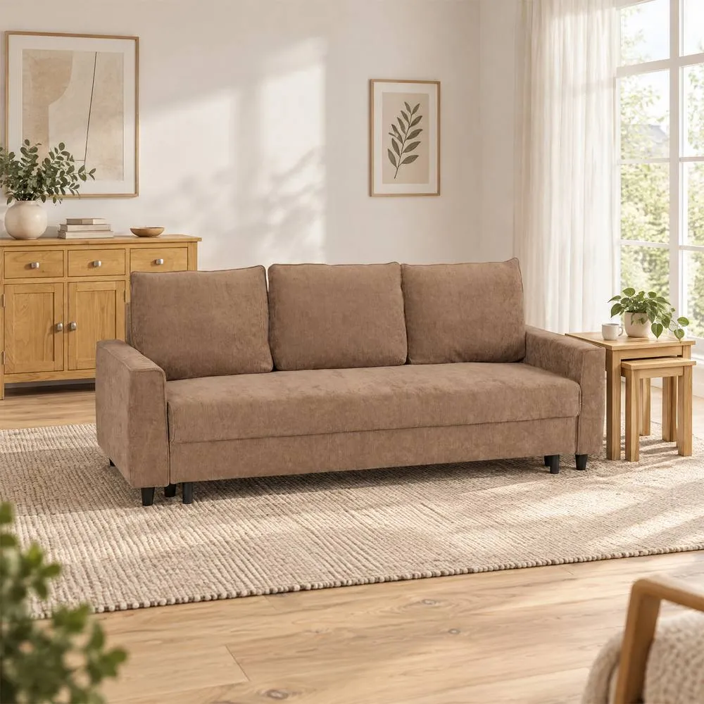 Seconique Hudson Sofa Bed - Brown Fabric