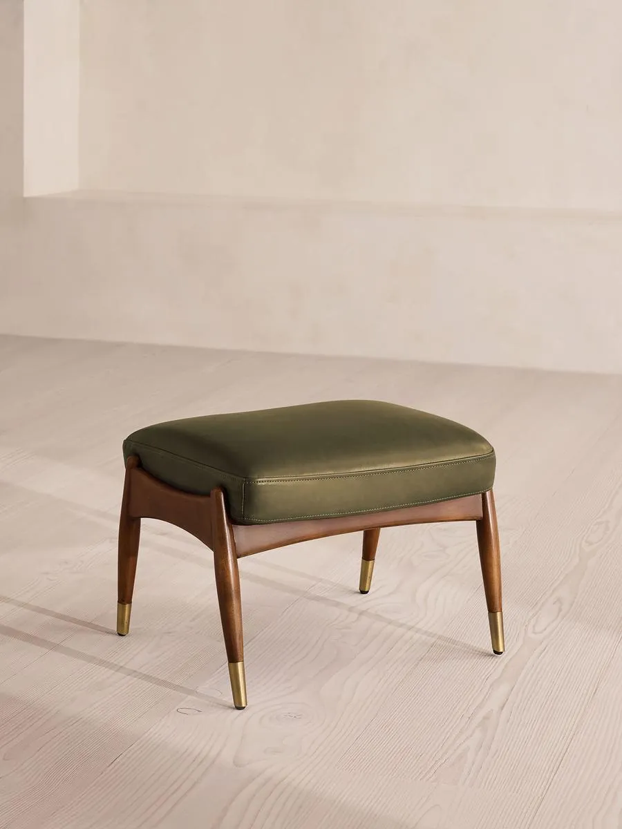 Theodore Footstool, Leather, Moss