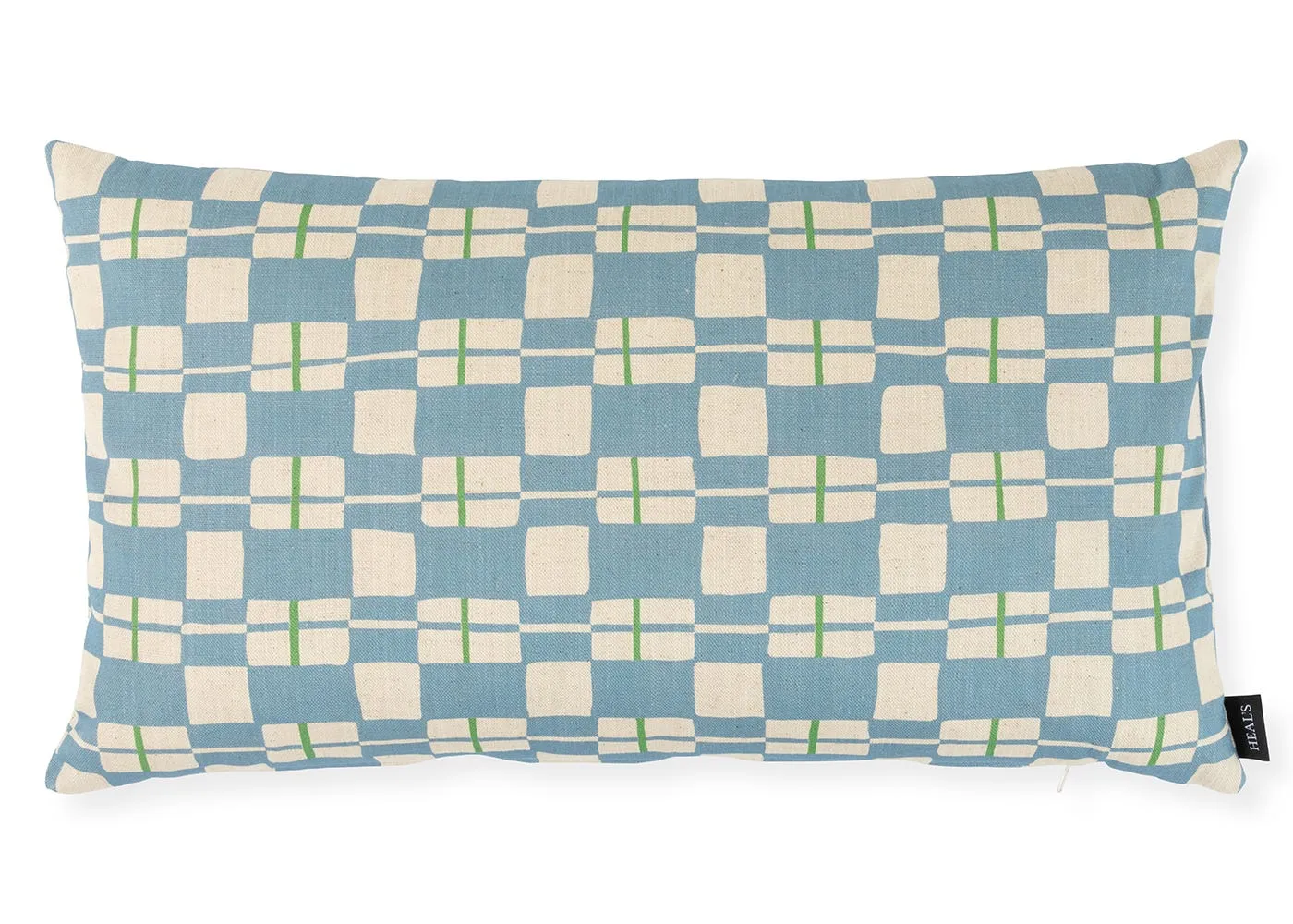 Heal's Edith Check Cushion Blue 32 x 55cm