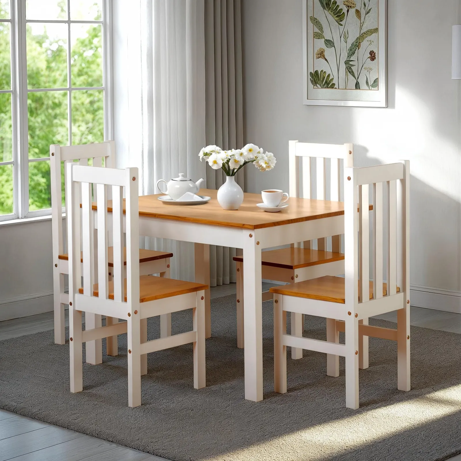 Seconique Ludlow 1+4 Dining Set in White 1