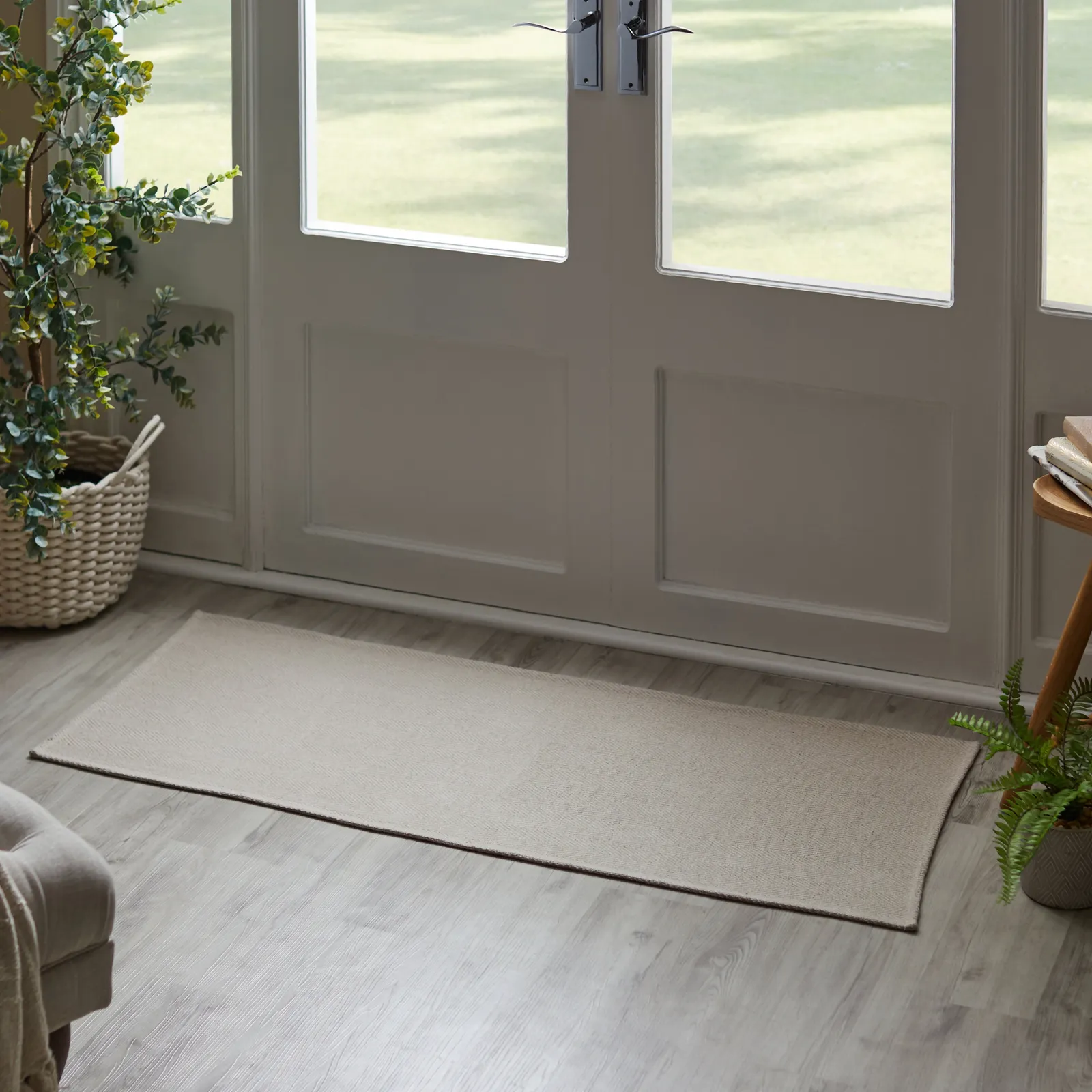 Cotton Herringbone Runner Herringbone Mushroom