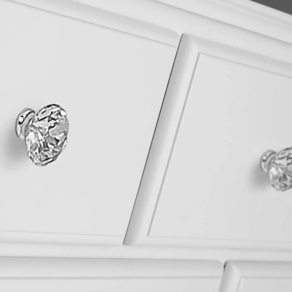 Statement Furniture Romance 2 Over 3 Chest of Drawers with Crystal Handles in Cool White 3
