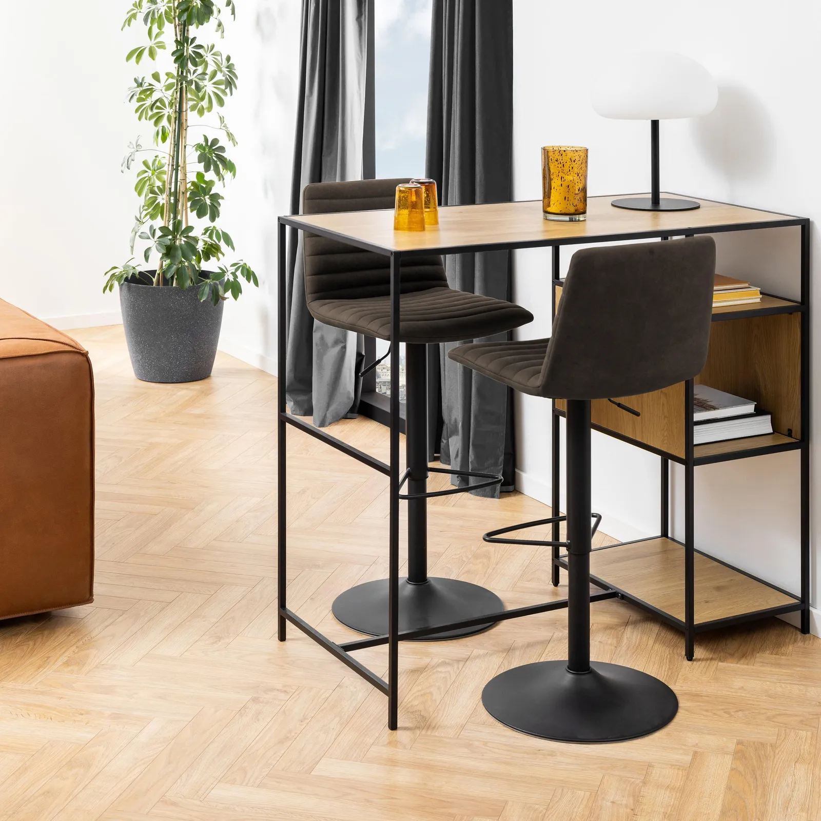Furniture To Go Kimmy Bar Stool in Grey Fabic Set of 2 5