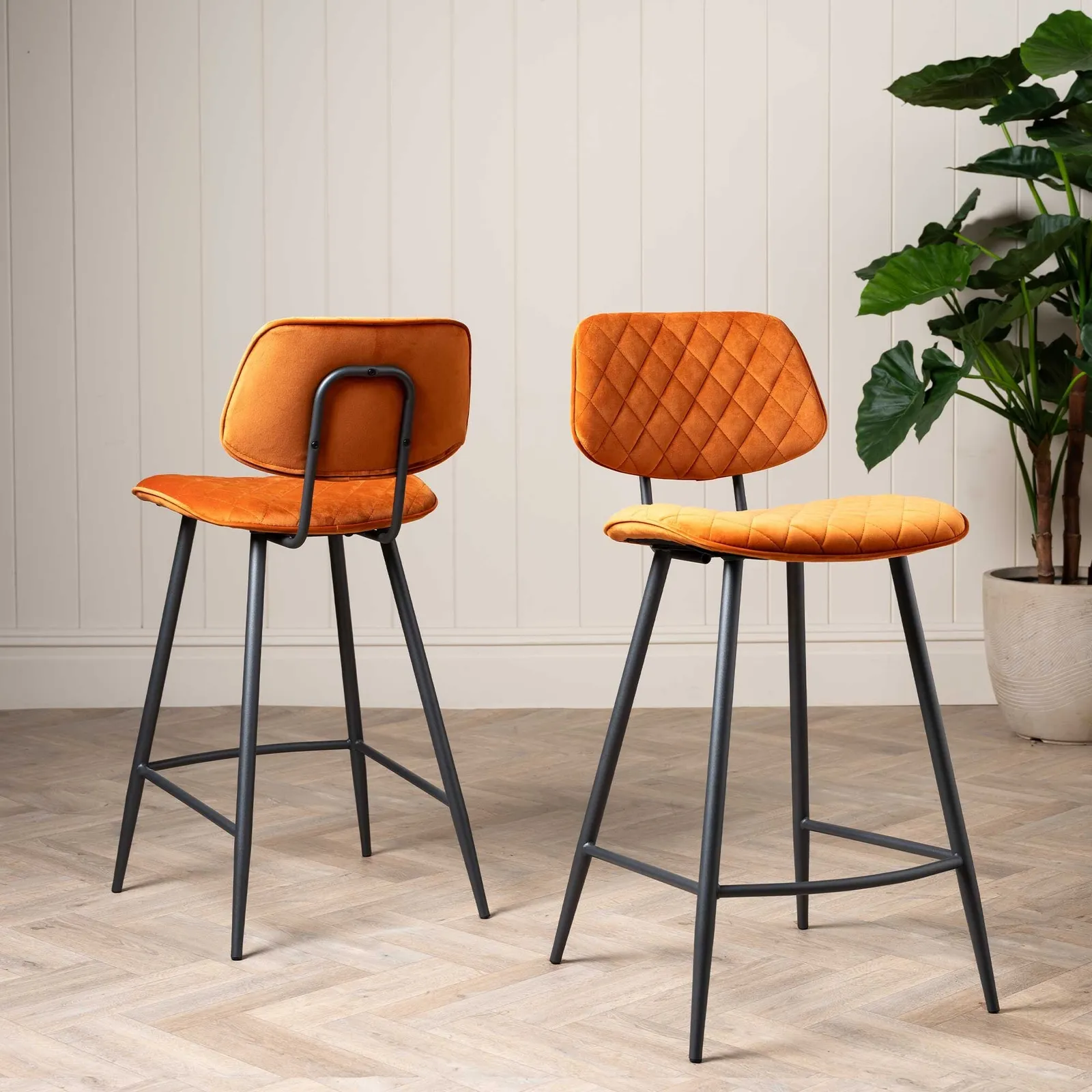 Archer Counter Stool, Orange Velvet | Barker & Stonehouse 3
