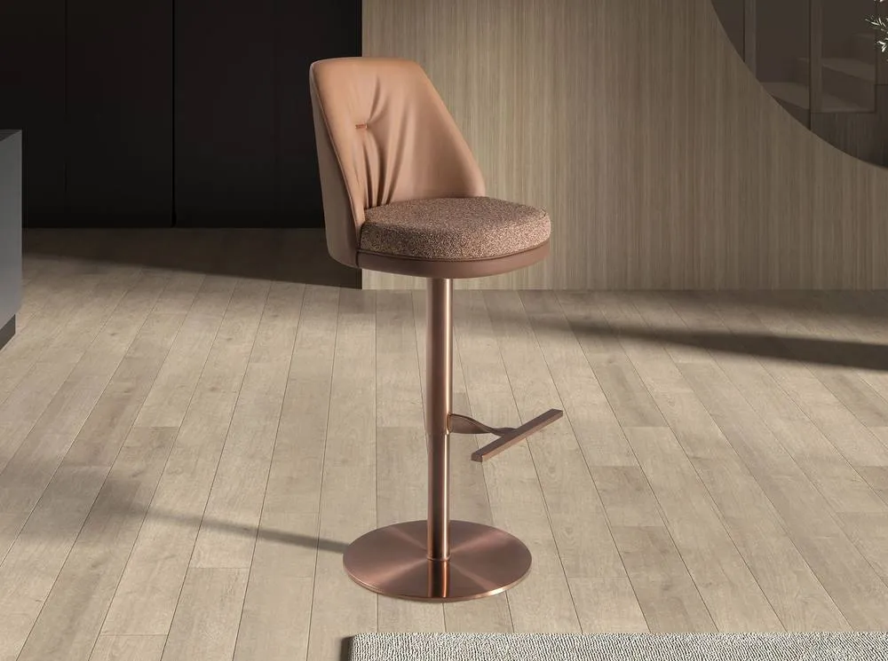 Angel Cerda Fabric Swivel Bar Stool with Leatherette Backrest in Brown 3