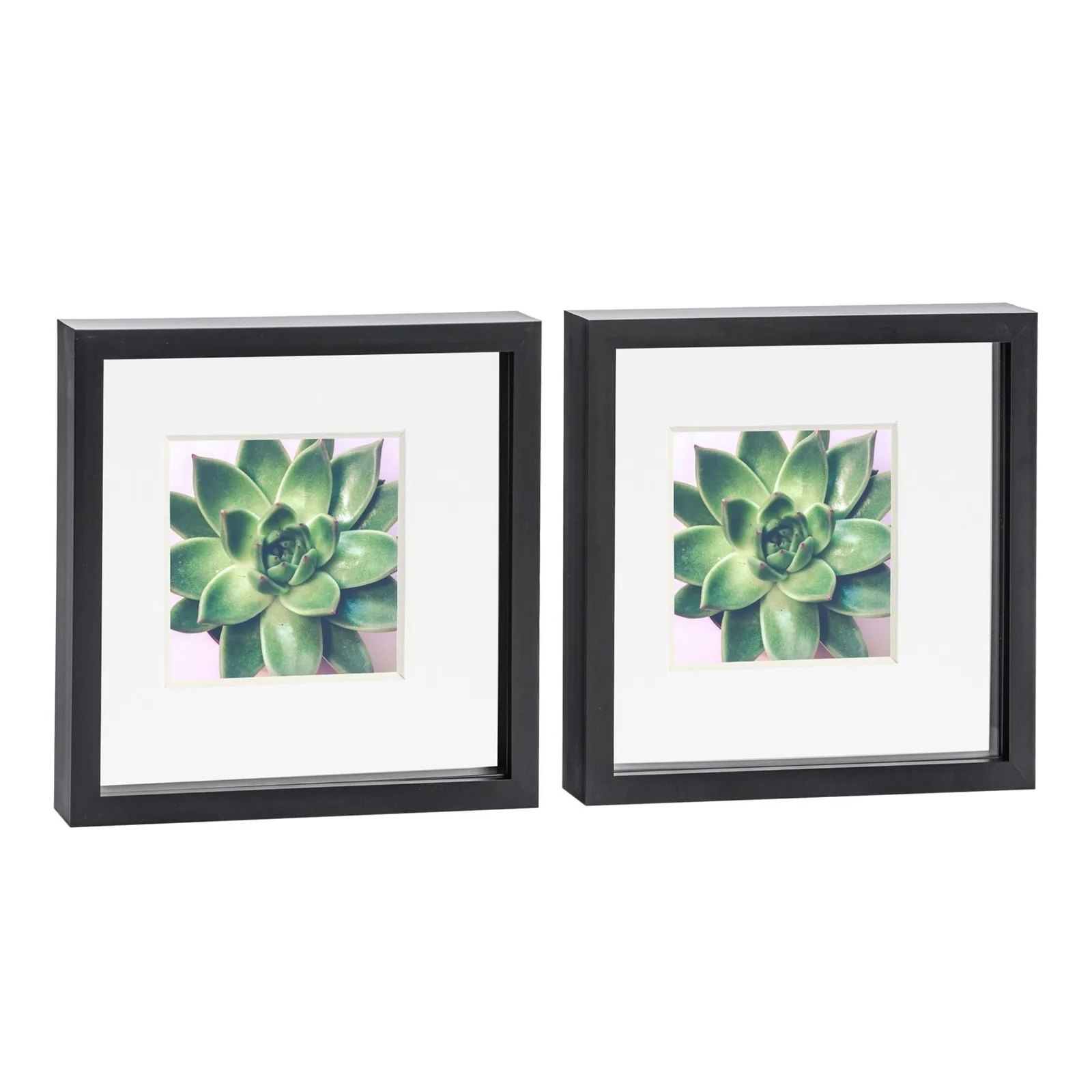 Nicola Spring 10x10" 3D Box Photo Frames 6x6" x2 in White 1