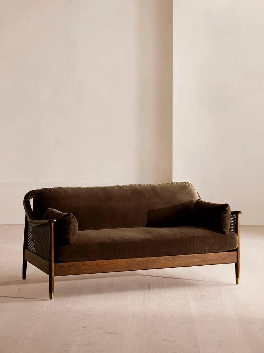 Atlanta Three Seater, Velvet, Chocolate Brown