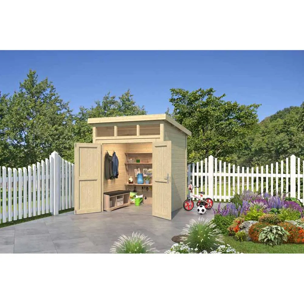 Lasita Maja Ltd Kibo 1-Log Cabin, Garden Room, Home Office - L220xW223.5xH245.1 cm in Light Tan