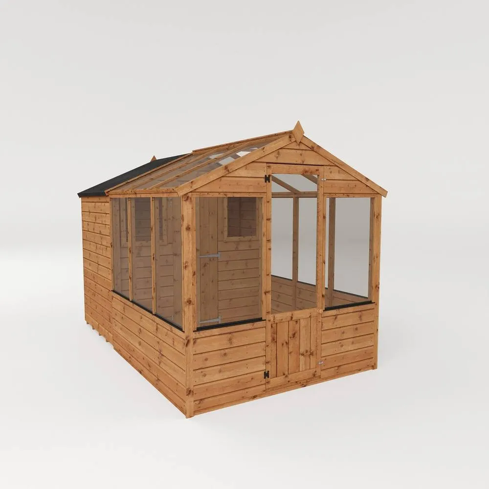 Mercia Traditional Apex Greenhouse/Shed Combo - L304.1 x W201 x H205.9 cm in Brown