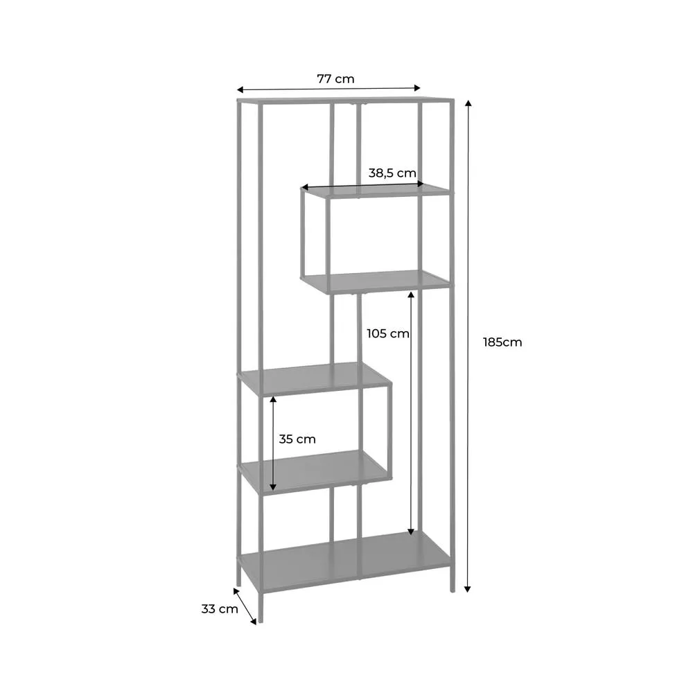 sweeek 6-tier Asymmetrical Bookshelf In Black Metal 5