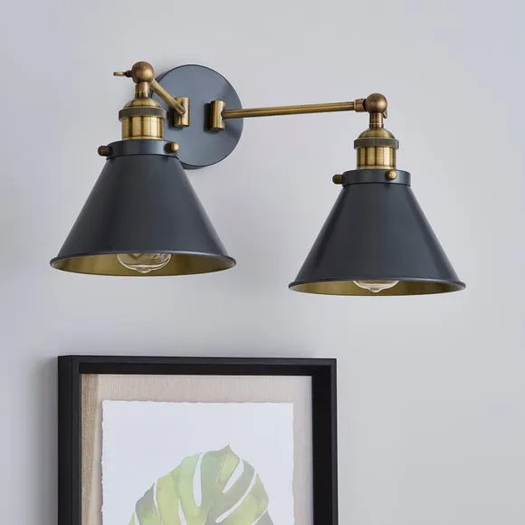 Logan Dual Wall Light Grey 2