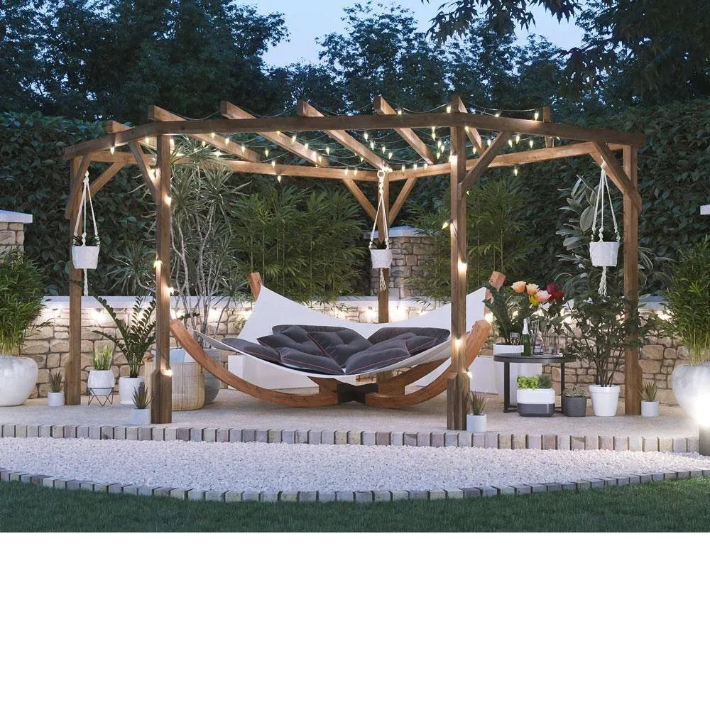 Dunster House Wooden Corner Pergola Kit 3x3m Pressure Treated Utopia Diamond in Brown 3