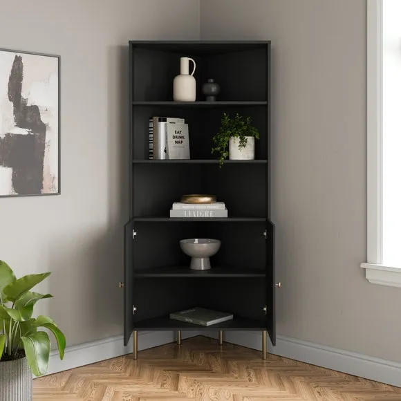 Georgi Corner Ladder Shelving Unit with Storage 2