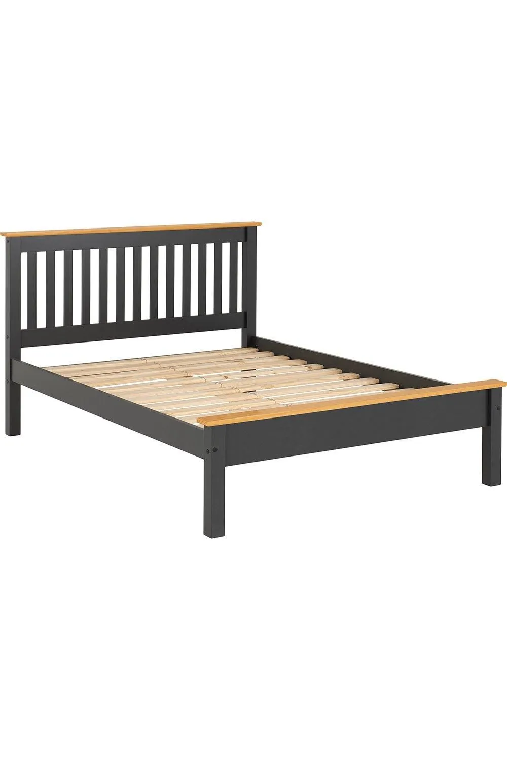Seconique Monaco 4' Small Double Bed - Low Foot End in Grey 3