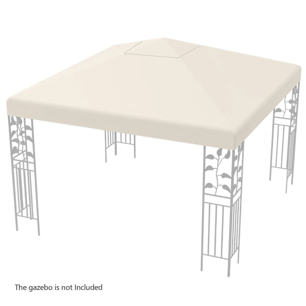 Costway Gazebo Replacement Canopy Top Cover Outdoor Patio Pavilion Cover in Beige