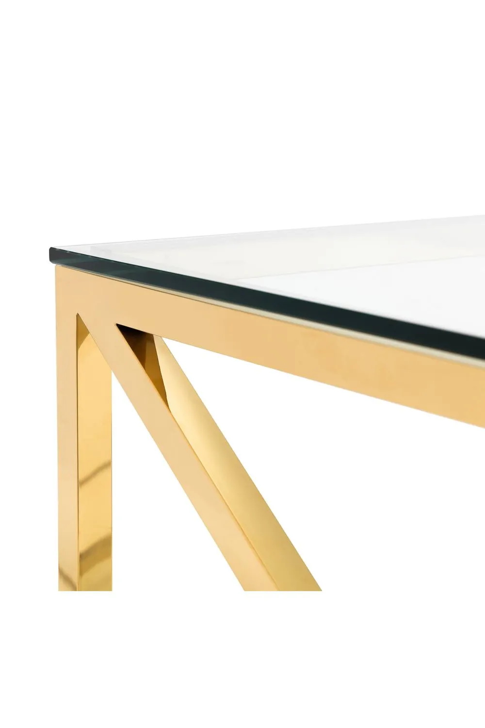 Julian Bowen Miami Glass Top Cross Frame Coffee Table with Shelf in Gold 5