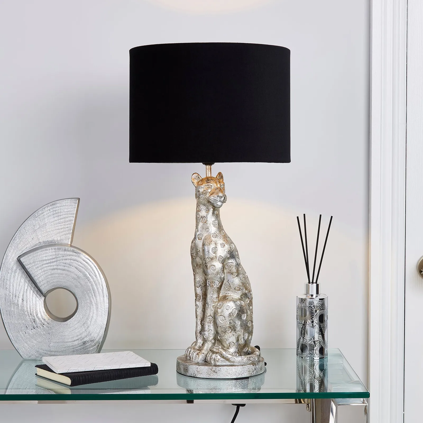 Leon Leopard Table Lamp Silver