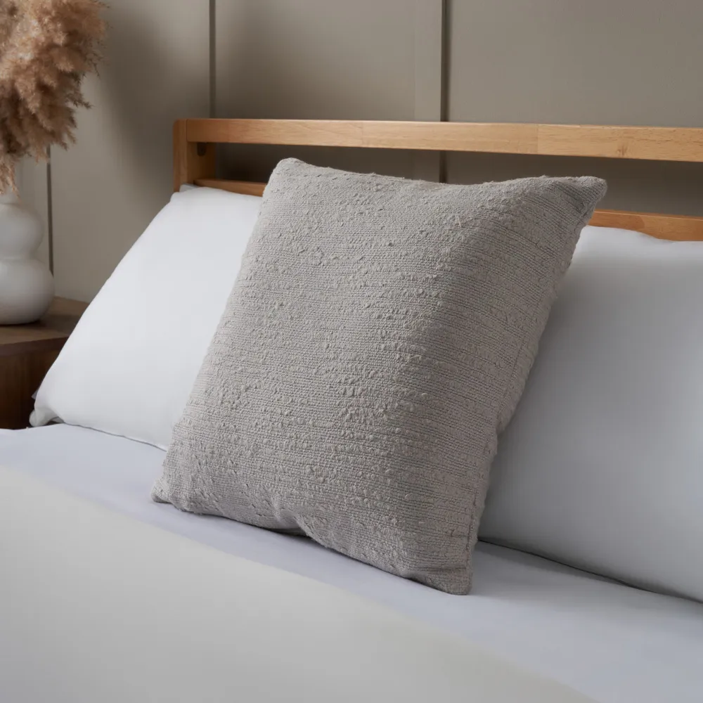Textured Slub Cushion, Grey