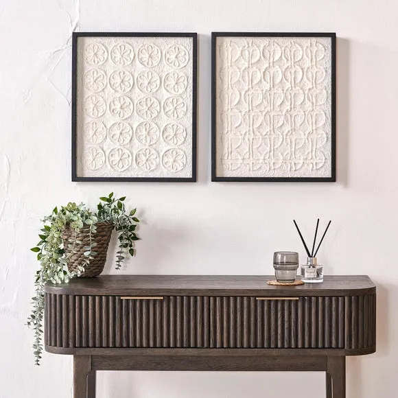 Set of 2 Circle Pattern Black Framed Canvases
