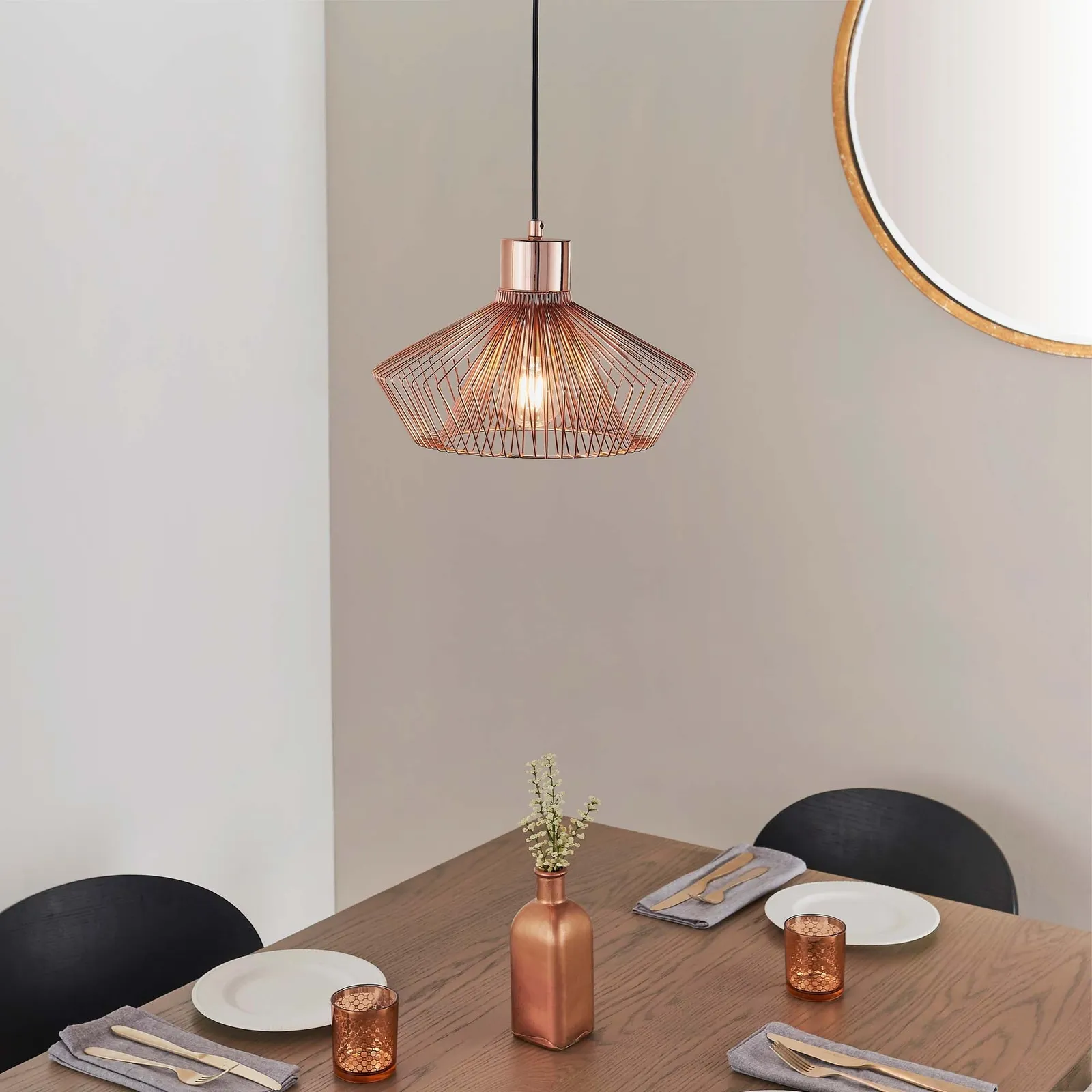 Vogue Galanta 1 Light Pendant Ceiling Fitting Copper