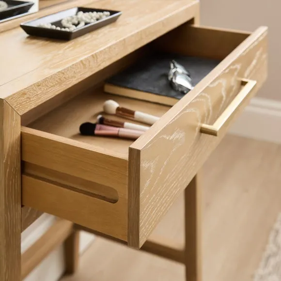 Holden 1 Drawer Compact Dressing Table with Mirror, Oak 3