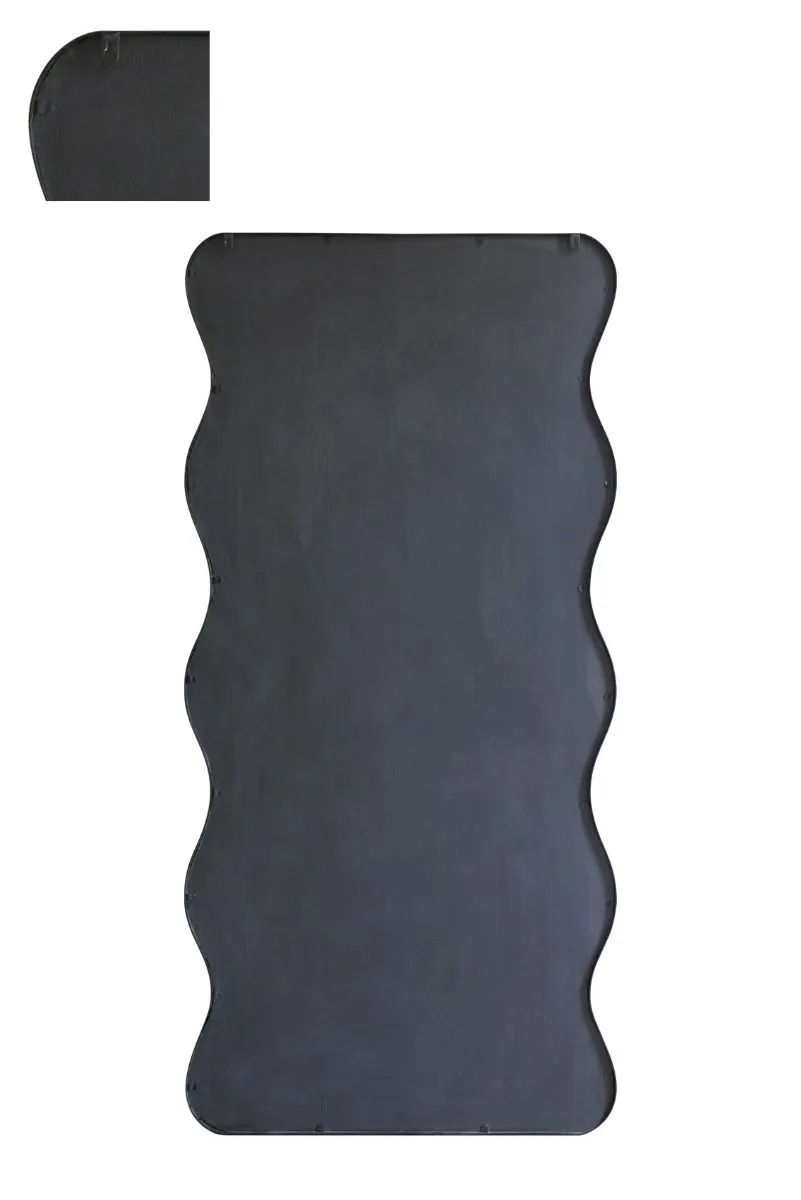 MirrorOutlet Black Metal Rectangular Wavy Framed Wall Mirror (170CM X 80CM) 4