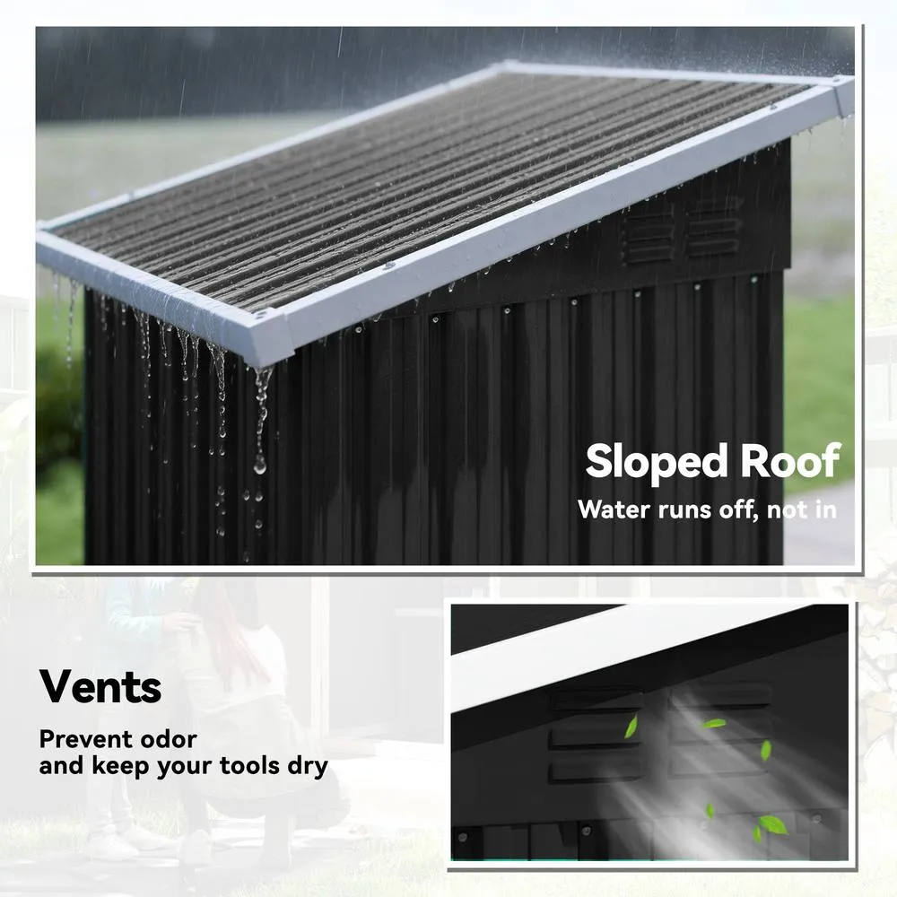 OUTSUNNY 3.5 x 3 ft Metal Storage Shed with Lockable Door for Patio in Dark Grey 5