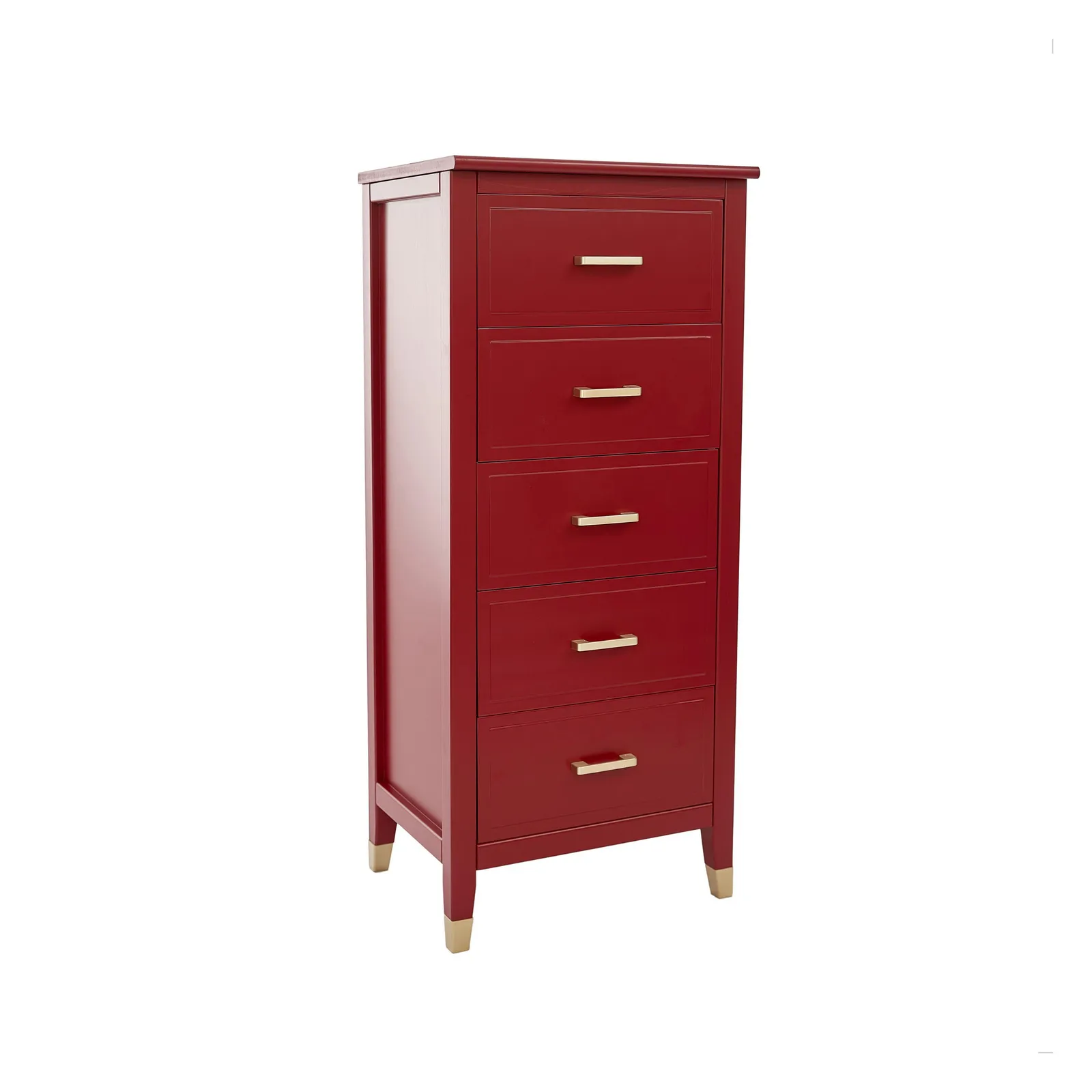 Cabinet Bits Palazzi 5 Drawer Narrow Chest of Drawers in Red 4